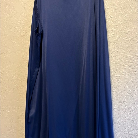 VANITY FAIR Vtg Size Xl Navy Blue Chiffon Nylon Below Knee 90s Y2K - Picture 2 of 8
